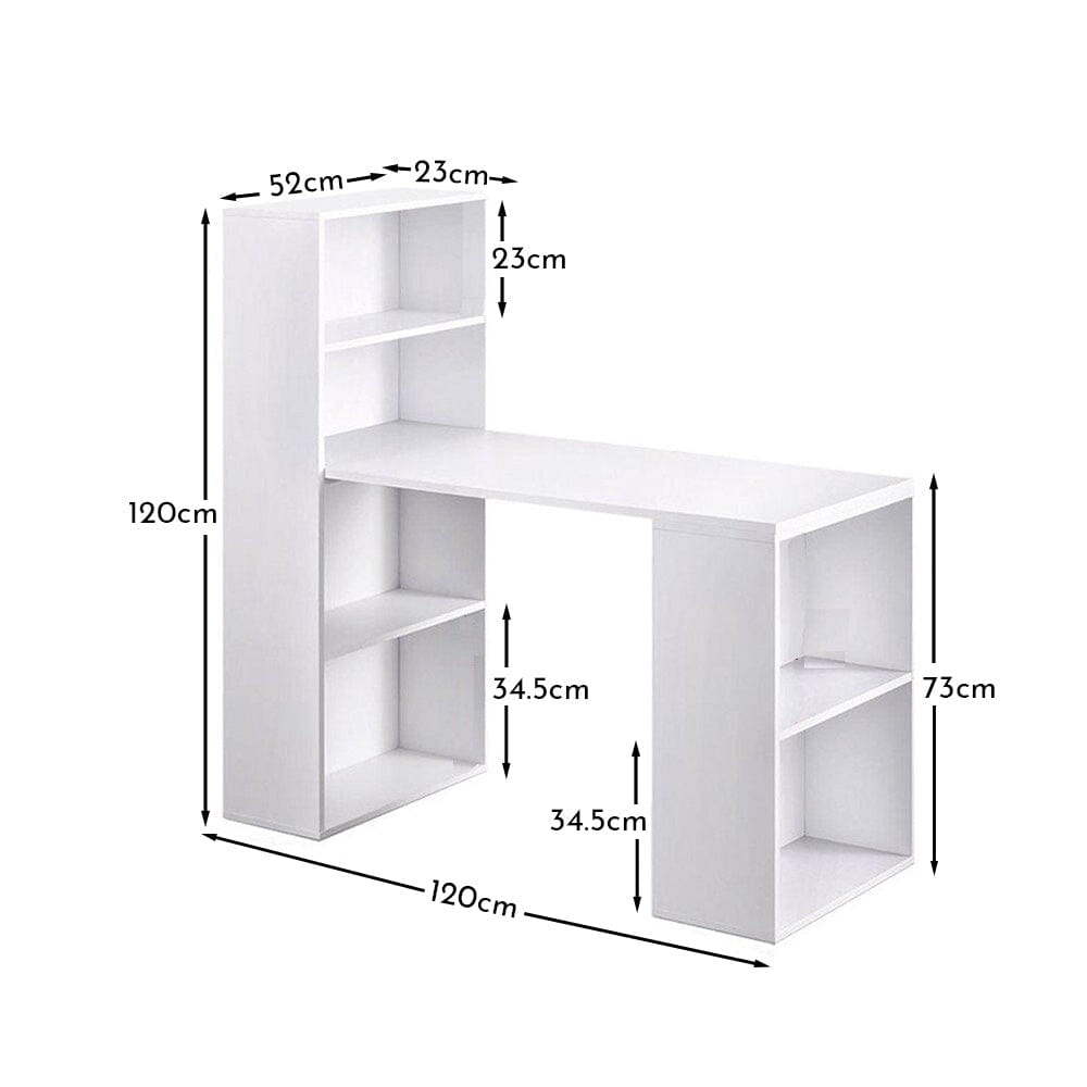 Essie Desk with Shelves - White