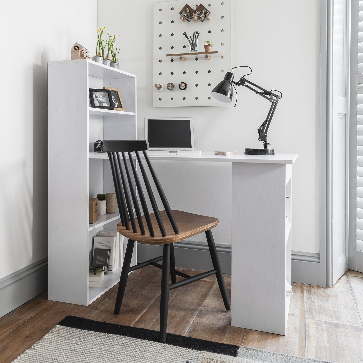 Essie Desk with Shelves - White
