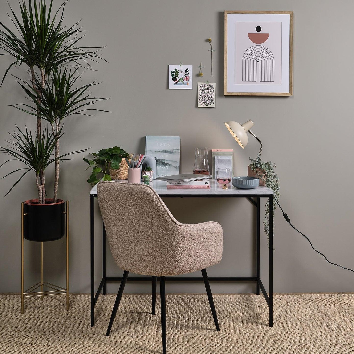 Jay Marble Effect Desk - Black