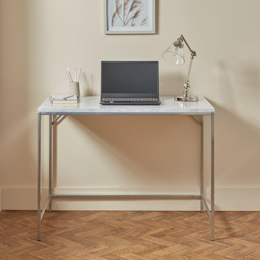 Jay Marble Effect Desk - Chrome