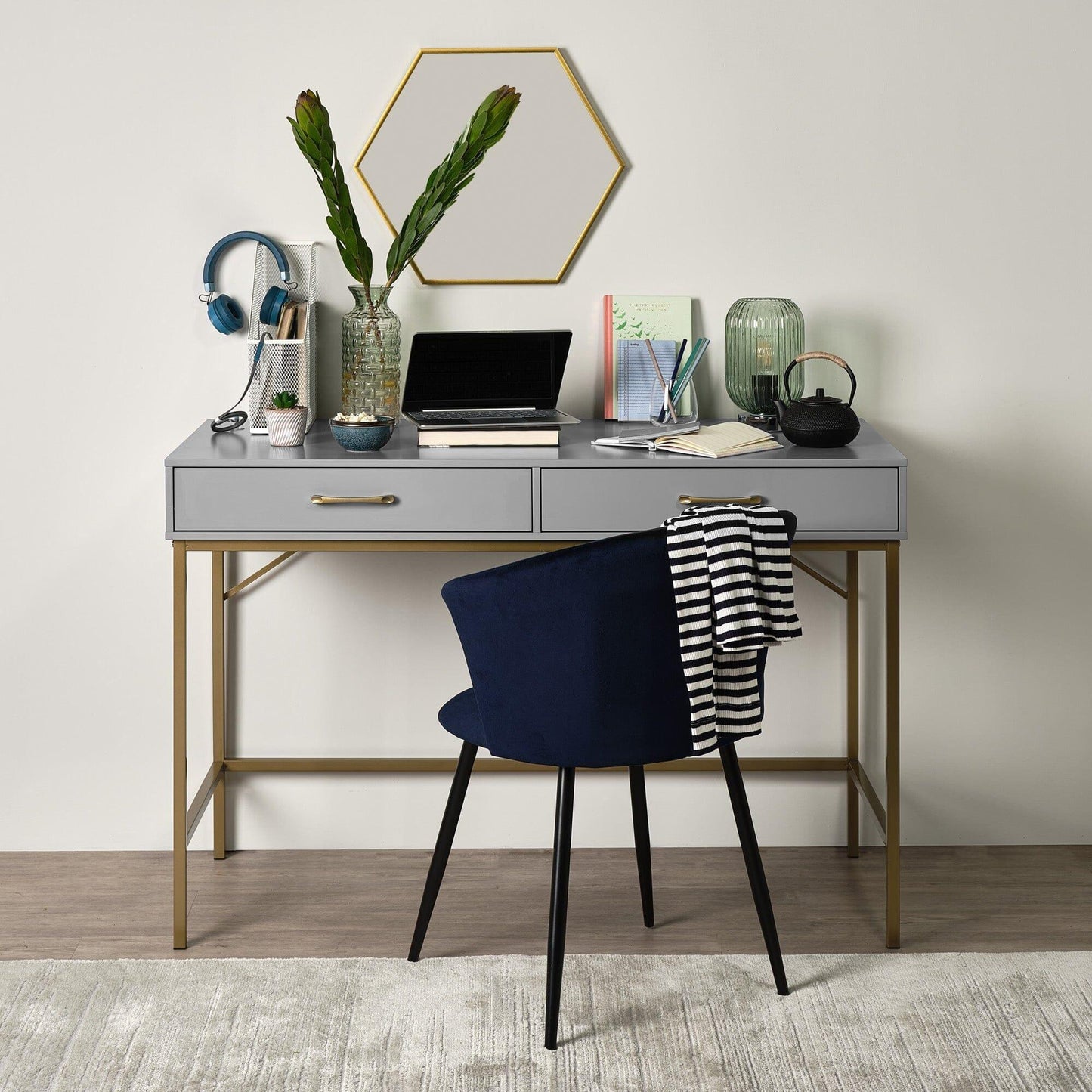 Marie Grey Dressing Table with Drawers