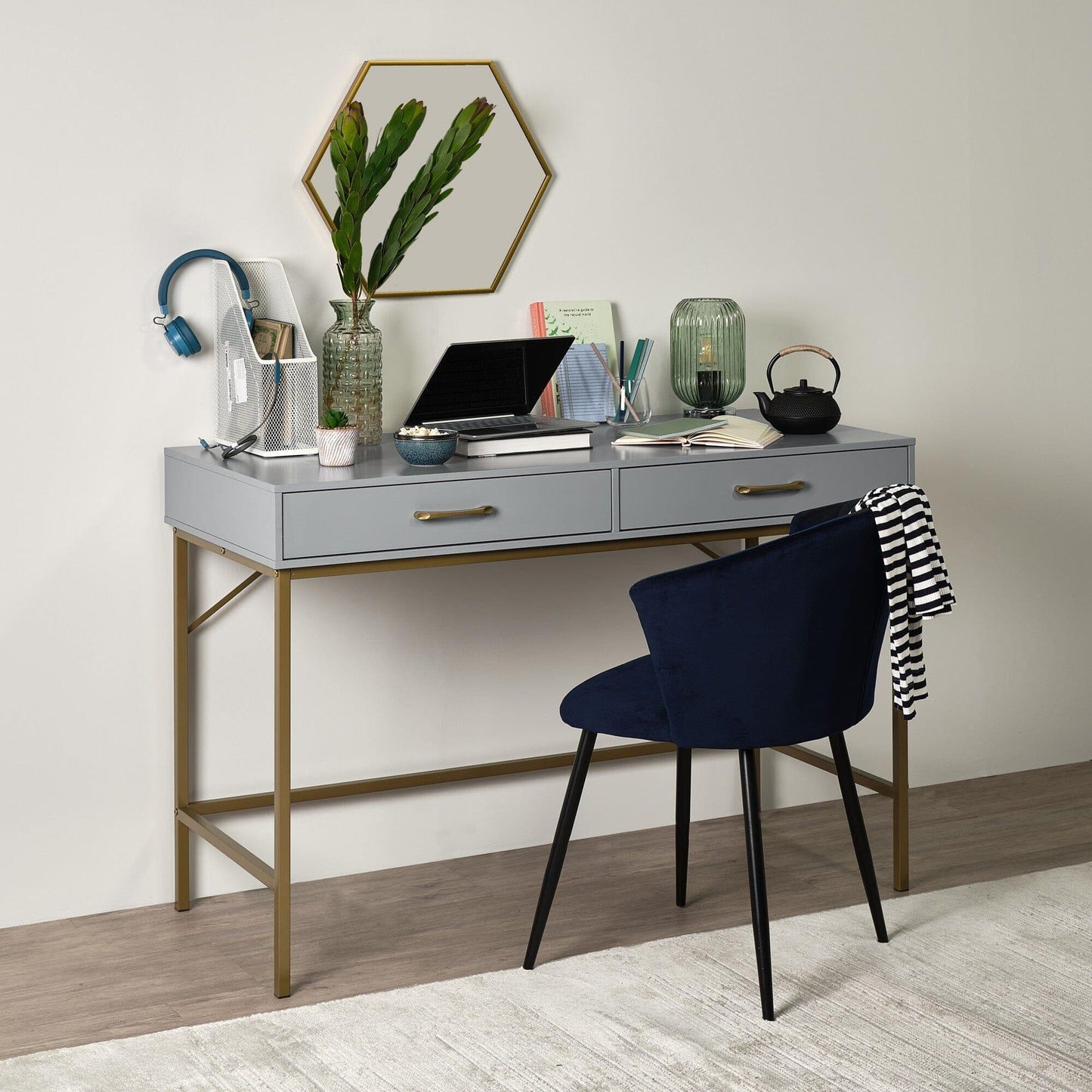 Marie Grey Dressing Table with Drawers